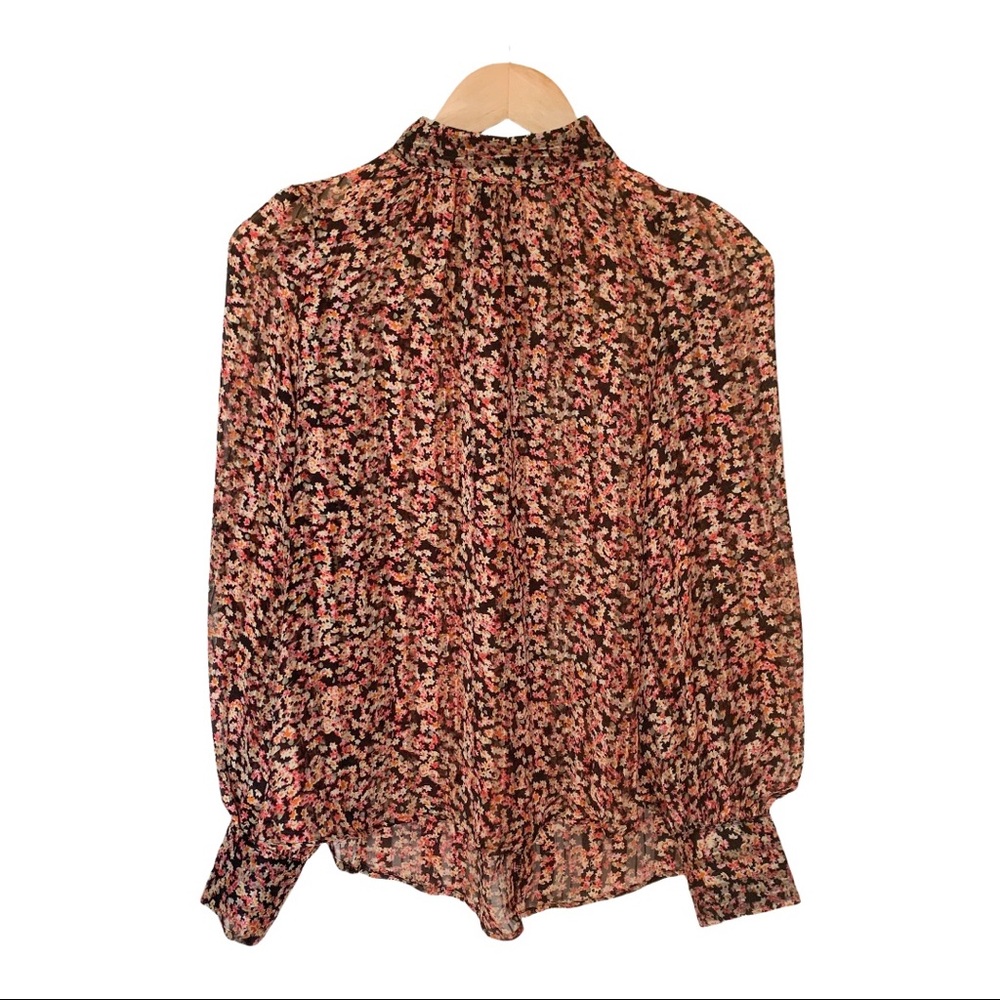 H&M Semi-Sheer Floral Long Sleeve Blouse